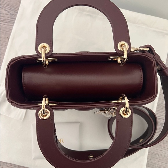 Christion Dior Lady Deep Burgundy Quilted Leather Lady Small ABC Rouge noir - Picture 4 of 11